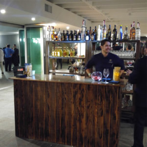 distressed wood panel bar rental